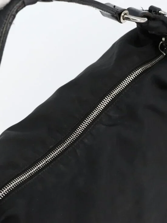 Authentic PRADA Shoulder Bag Nylon Black Silver - Picture 13 of 16